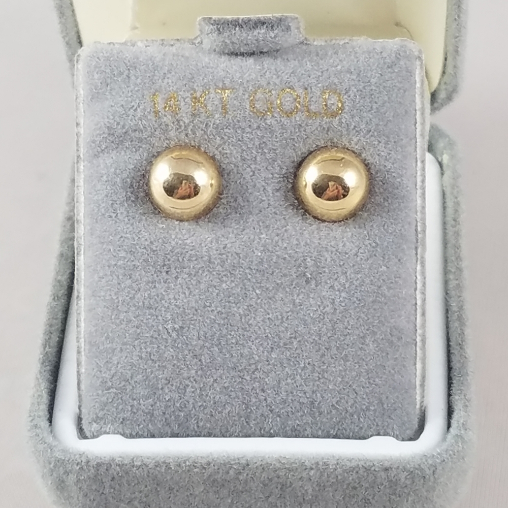 14K Yellow Gold 1/2 Ball Post Earrings